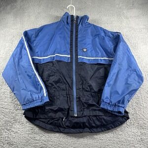 Wilson Windbreaker Track Jacket Womens Medium Blue Color Block Cinched Waist